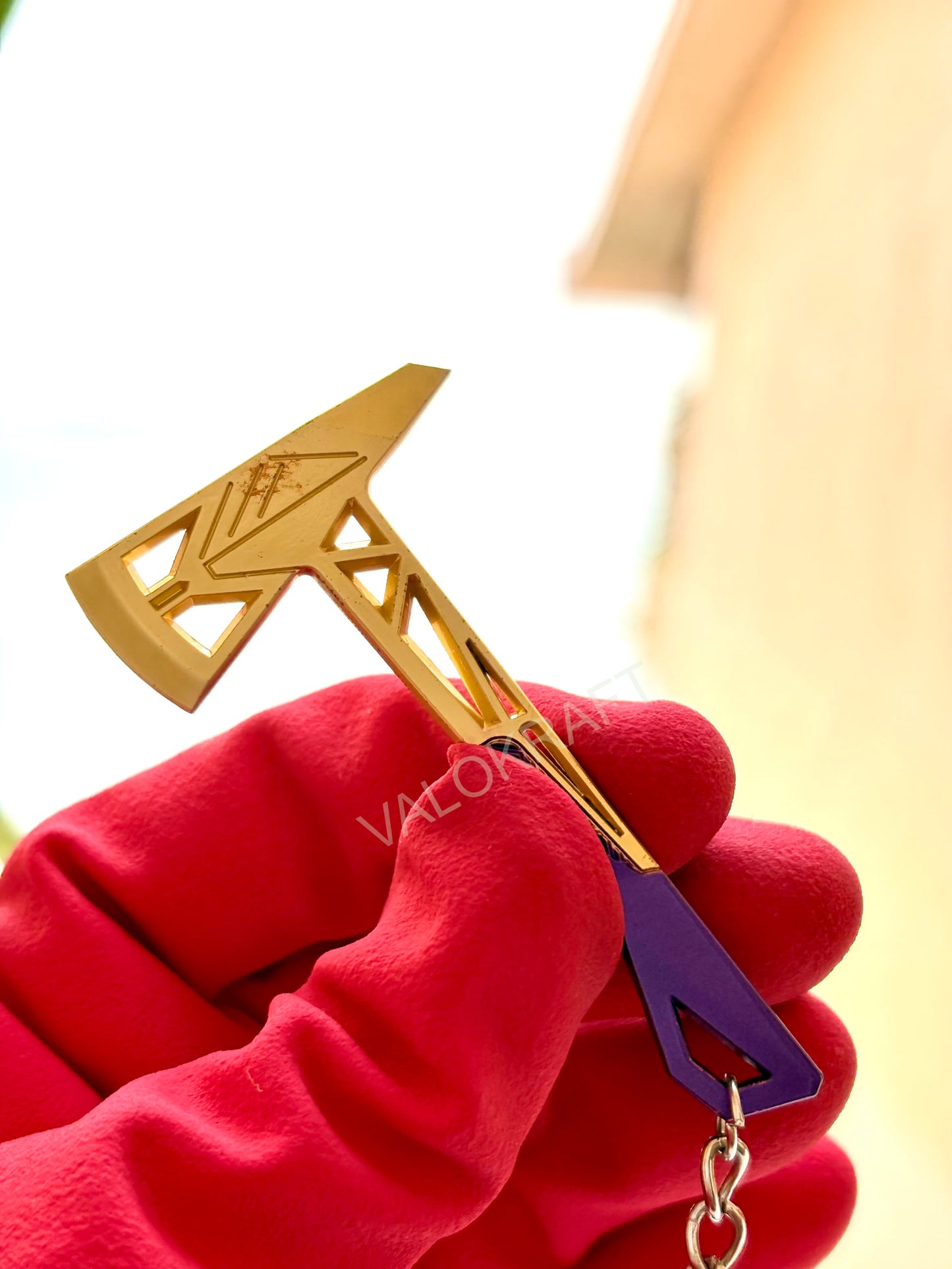 [9 CM] Prime Axe Miniature Full Metal Keychain with Ring, Replica from FPS game Valorant