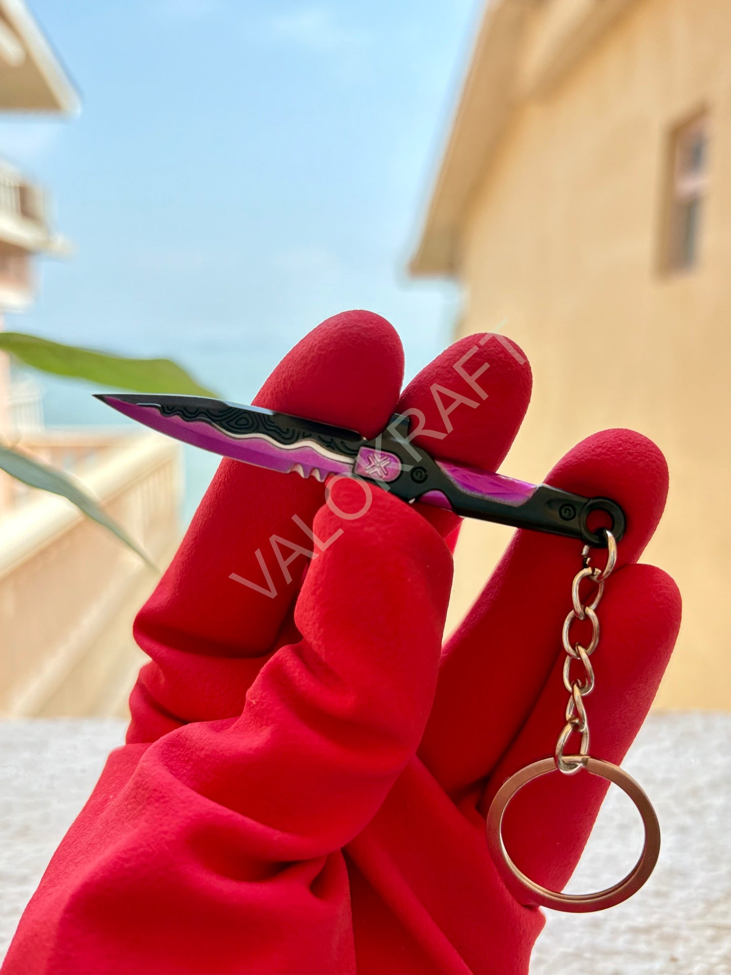 [8 CM]VCT Lock//In Knife Miniature Full Metal Keychain with Ring Replica from the FPS game Valo