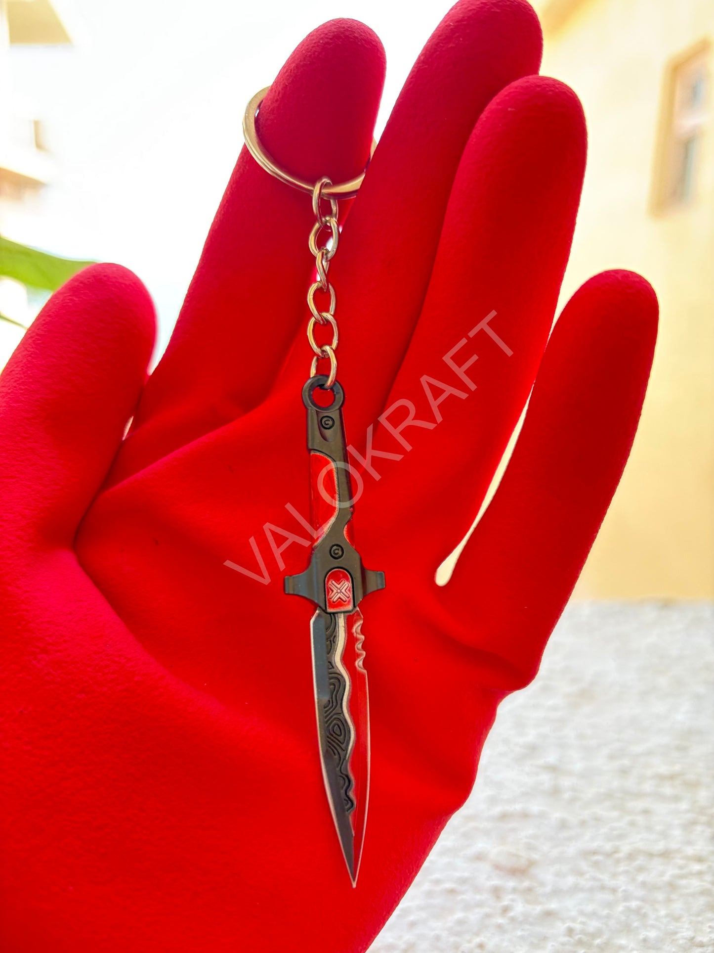 [8 CM]VCT Lock//In Knife Miniature Full Metal Keychain with Ring Replica from the FPS game Valo