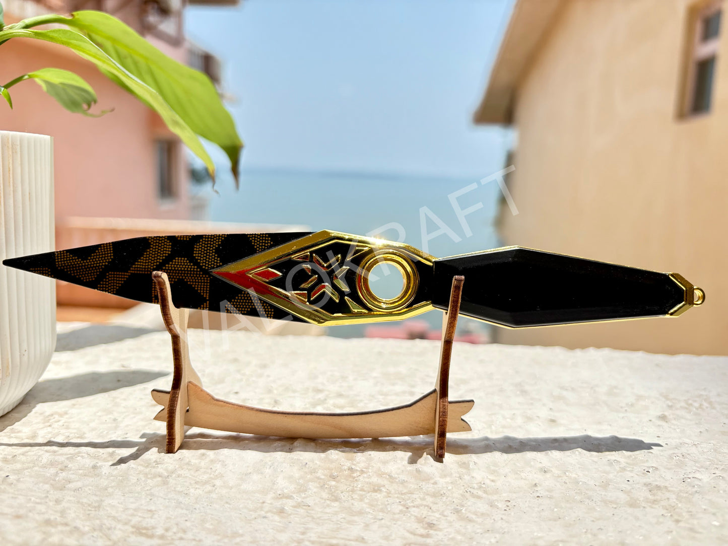 [22 CM] Valorant Champions Kunai Blunt, Full Metal Replica with Leather Pouch