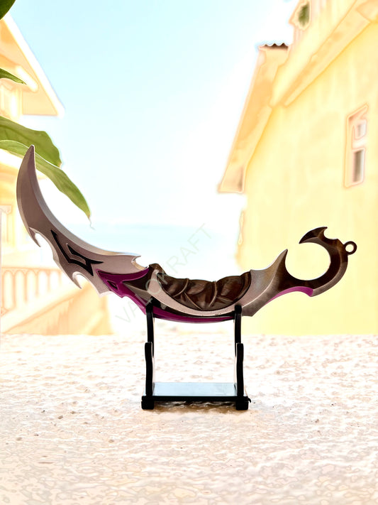 [16 CM ] Reaver Karambit Full Metal Life Size Replica from FPS game Valo (Comes with a Leather Pouch)