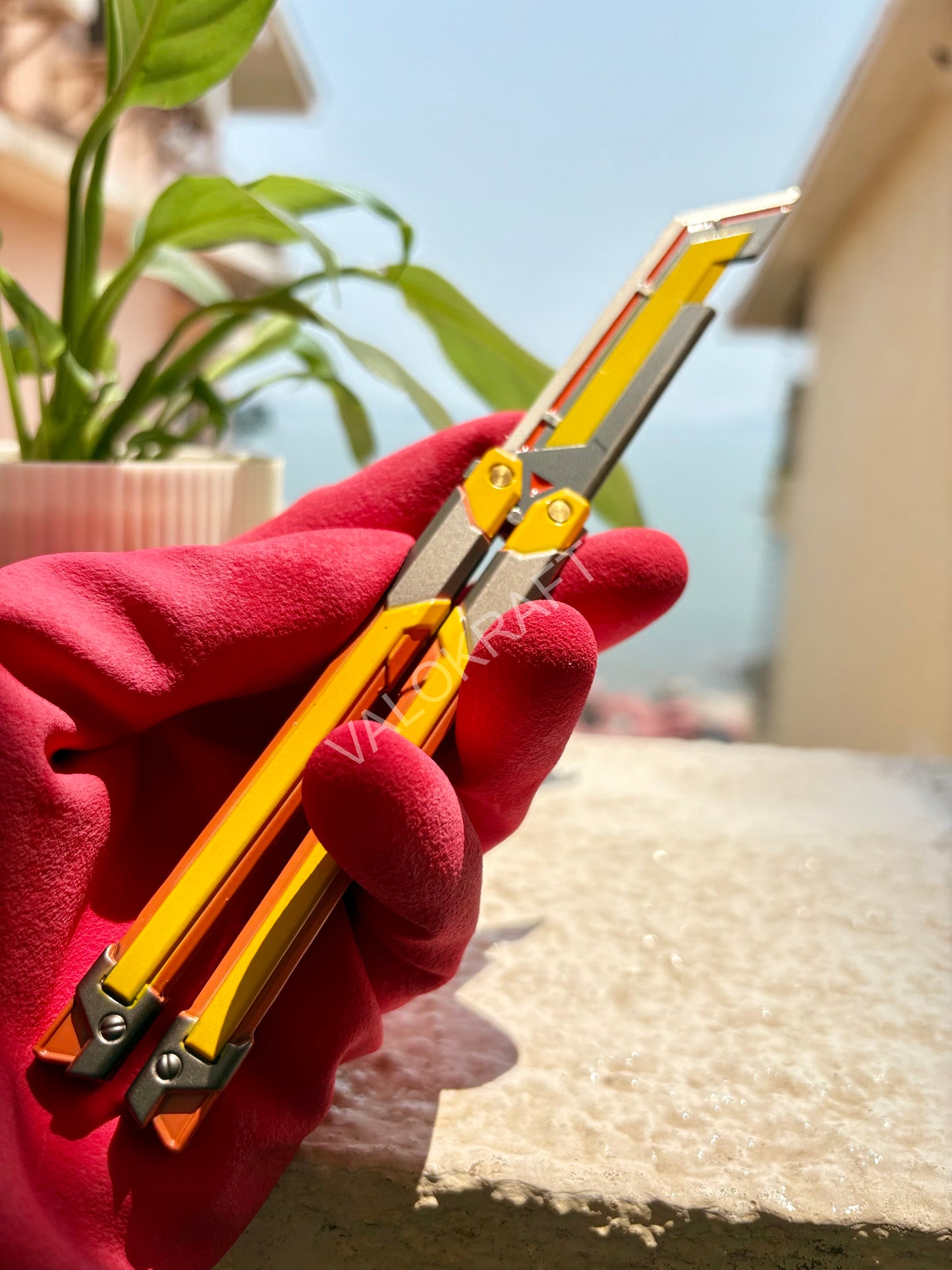 [21 CM] RGX Butterfly Knife Full Metal Replica from FPS game Valo (Comes with Valo Pouch)