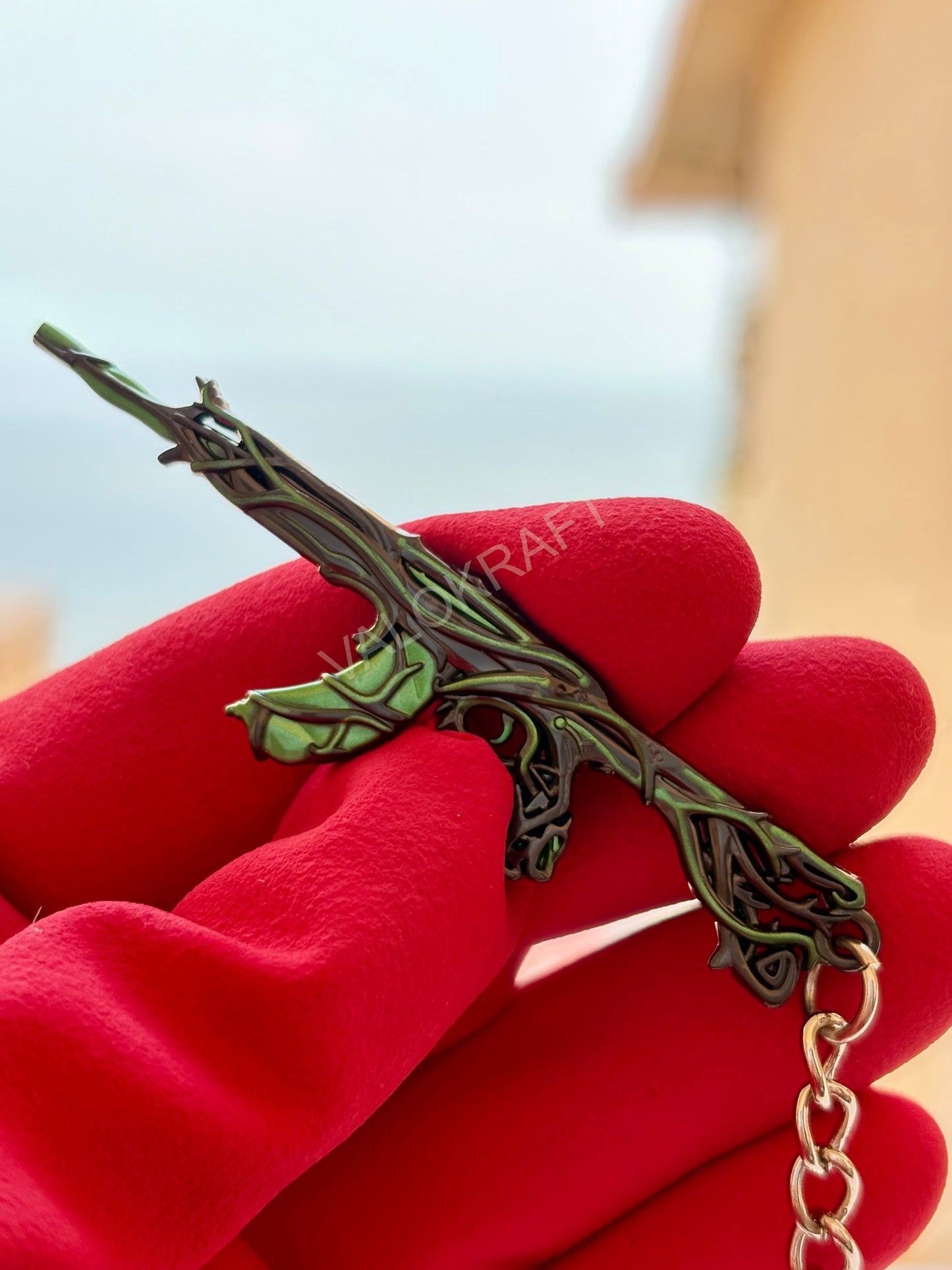 [9 CM] Gaia’s Vengeance Vandal Miniature Full Metal Keychain with Ring, Replica from FPS game Valorant