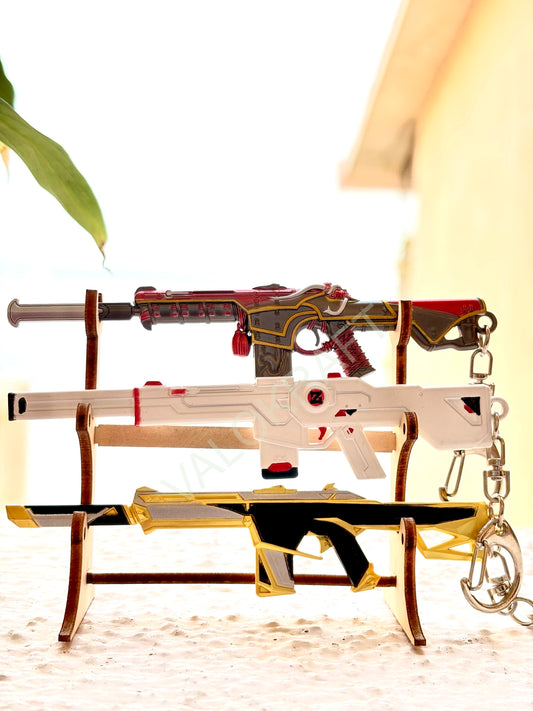 [12 CM] Oni + Spectrum + Prime Phantom with Stand Miniature Full Metal Keychain with Ring  Replica Combo  from the FPS game Valo