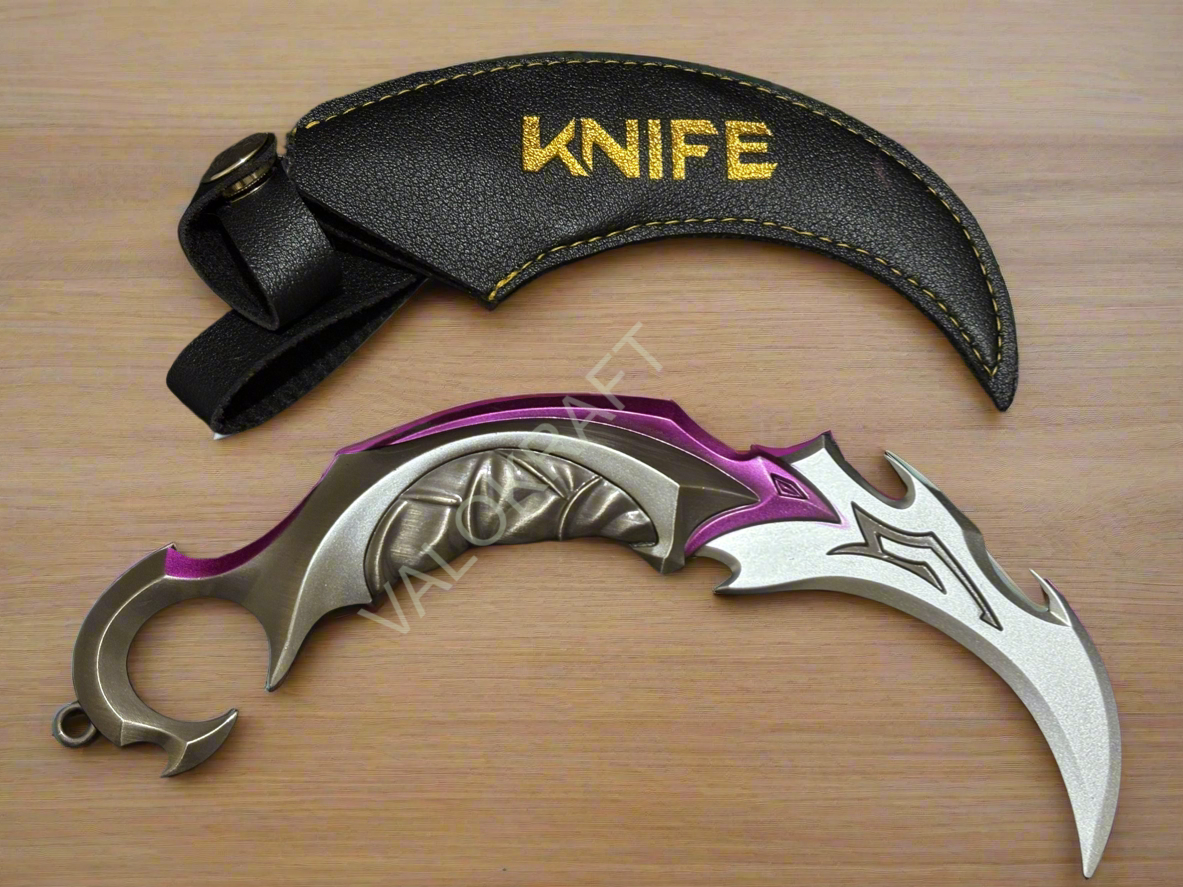 [16 CM ] Reaver Karambit Full Metal Life Size Replica from FPS game Valo (Comes with a Leather Pouch)