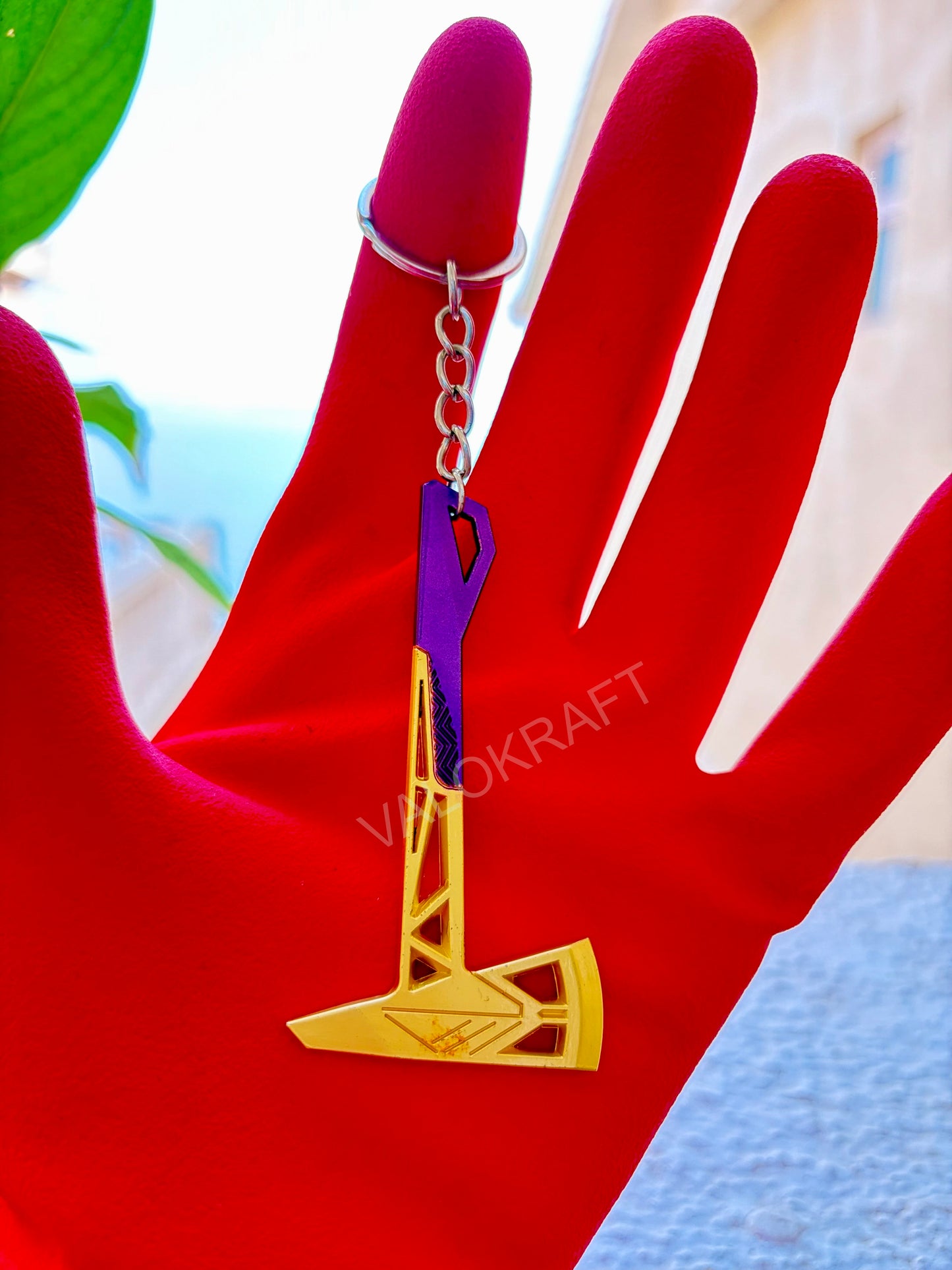 [9 CM] Prime Axe Miniature Full Metal Keychain with Ring, Replica from FPS game Valorant
